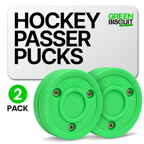 Green Biscuit Passer 2-Pack – Off-Ice Hockey Training Puck for Better Passing & Stickhandling – Street & Driveway Hockey Puck for Kids & Adults – Slides Smoothly on Concrete & Asphalt - Image 2