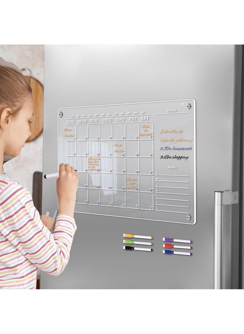 Magnetic Transparent Acrylic Week Plan Memo Message Board Erasable Magnetic Refrigerator Sticker - Image 1