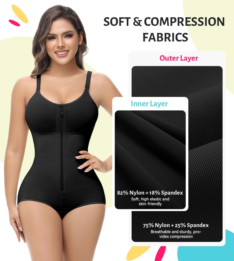 SHAPSHE Fajas Colombianas Moldeadoras De Cintura Y Abdomen Reductoras Faja Postparto Para Mujer Full Body Shaper Shapewear Tummy Tuck Fupa Control Butt Lifting Post Surgery Compression Garment Black - Image 5