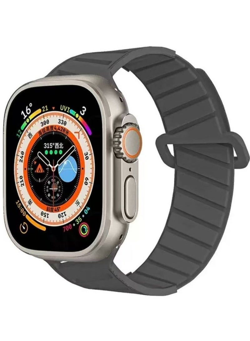 سوار سيليكون مغناطيسي مضفر بنمط نسيج Twill متوافق مع Apple Watch بمقاسات 42/44/45/46/49 مم للموديلات ذات الحجم الكبير، حزام سيليكون بإغلاق مغناطيسي آمن، مناسب لـ Series 1–10 و SE و Ultra و Ultra 2 - Image 1