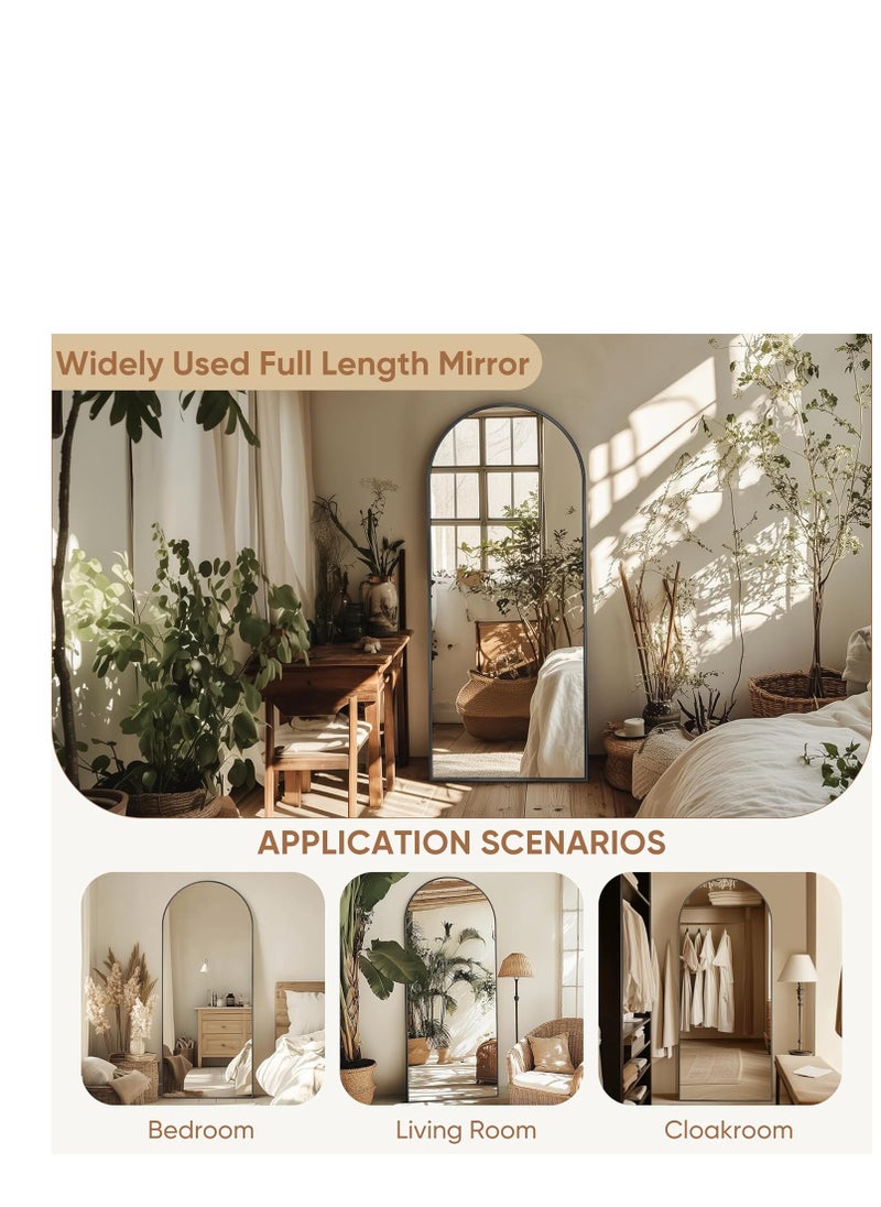 Generic - Arched Full Length Mirror  Floor Big Standing Mirror, Against Wall for Bedroom,Dressing and Wall-Mounted Thin Frame Mirror - Image 1
