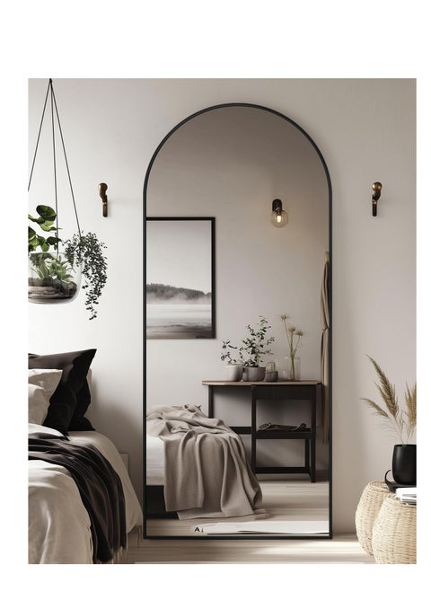 Arched Full Length Mirror  Floor Big Standing Mirror, Against Wall for Bedroom,Dressing and Wall-Mounted Thin Frame Mirror