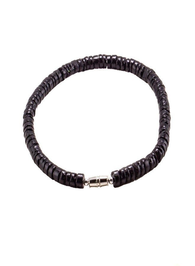 BlueRica 2 Piece Set ~ Black Smooth Puka Shell Beads Necklace & Anklet - Image 5