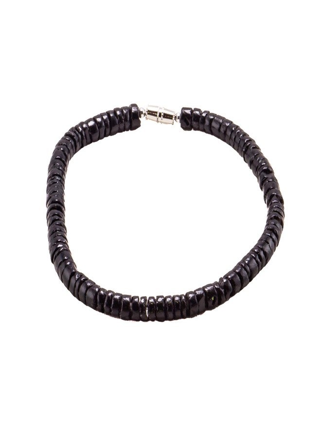 BlueRica 2 Piece Set ~ Black Smooth Puka Shell Beads Necklace & Anklet - Image 4
