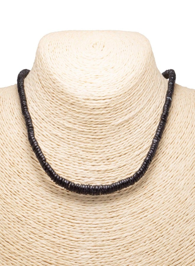 BlueRica 2 Piece Set ~ Black Smooth Puka Shell Beads Necklace & Anklet - Image 3