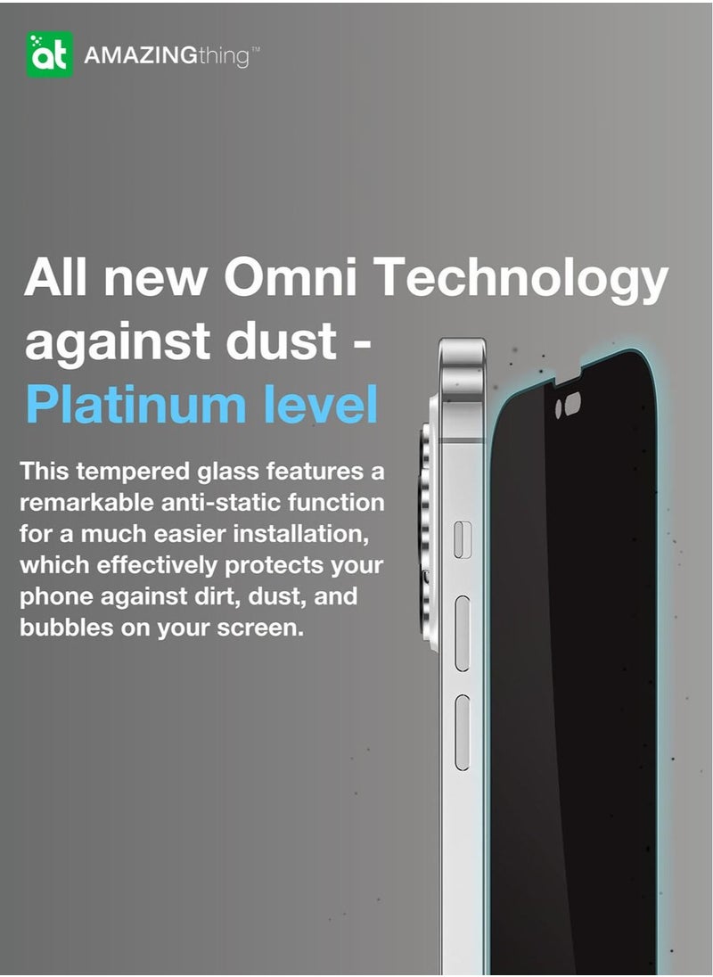 AMAZINGthing - Supreme Privacy Full Tempered Glass Screen Protector for iPhone 14 Plus / iPhone 13 Pro Max (6.7 inch) with Easy Install Tray - Privacy 2.75D - Image 1