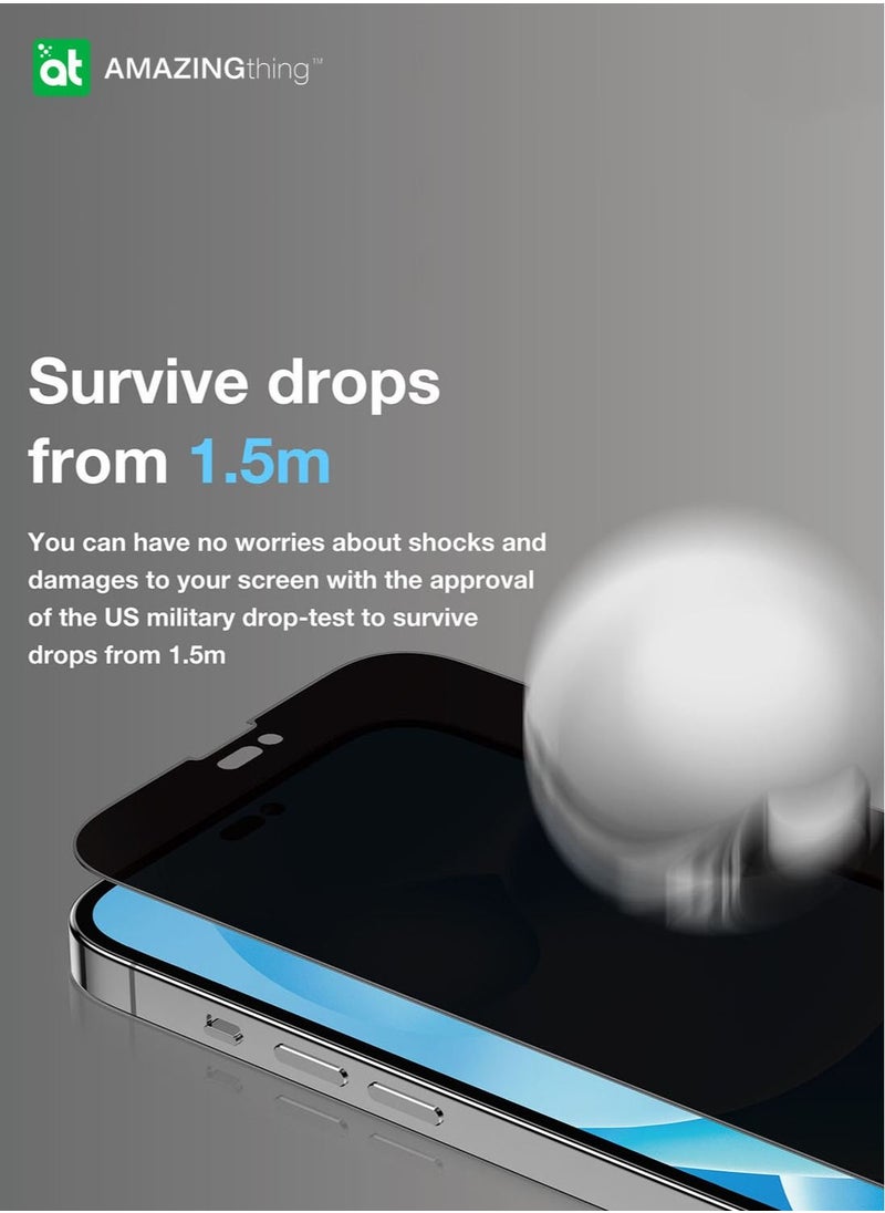 AMAZINGthing - Supreme Privacy Full Tempered Glass Screen Protector for iPhone 14 Plus / iPhone 13 Pro Max (6.7 inch) with Easy Install Tray - Privacy 2.75D - Image 1