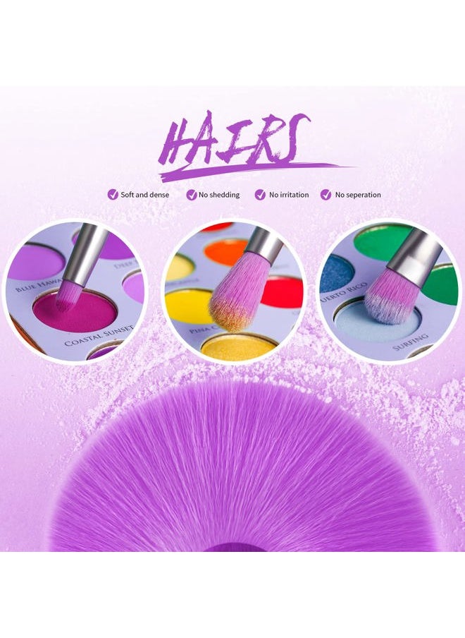 docolor - Docolor Makeup Brushes 10Pcs Makeup Brush Set Premium Synthetic Powder Kabuki Foundation Contour Blush Concealer Eye Shadow Blending Liner Make Up Brush Kit - Neon Purple - Image 1