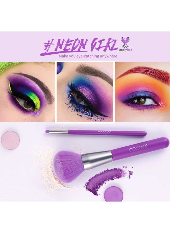 docolor - Docolor Makeup Brushes 10Pcs Makeup Brush Set Premium Synthetic Powder Kabuki Foundation Contour Blush Concealer Eye Shadow Blending Liner Make Up Brush Kit - Neon Purple - Image 1