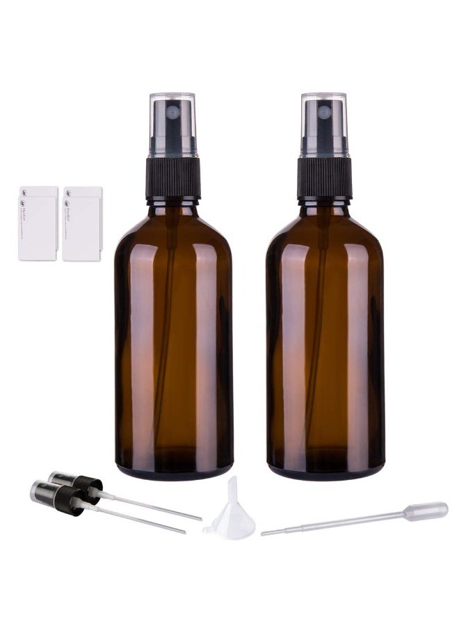 Hydior Amber Glass Spray Bottles for Essential Oils, 4oz Empty Small Fine Mist Spray Bottle 2 Pack - Image 1