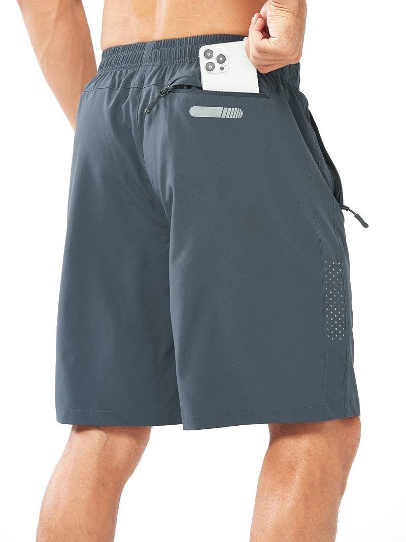 NORTHYARD Men's Athletic Running Shorts Gym Workout Shorts 7"/ 9"/ 5" Quick Dry Lightweight Sports Basketball Exercise Tennis Exercise COOLGREY-9inch XL - Image 2