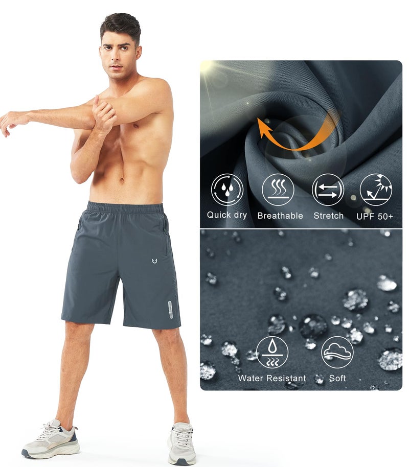 NORTHYARD Men's Athletic Running Shorts Gym Workout Shorts 7"/ 9"/ 5" Quick Dry Lightweight Sports Basketball Exercise Tennis Exercise COOLGREY-9inch XL - Image 4
