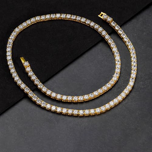 Peora Gold Plated Crystal Studded Tennis Necklace Chain Fashion Jewellery for Women & Girls - Image 3