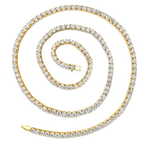 Peora Gold Plated Crystal Studded Tennis Necklace Chain Fashion Jewellery for Women & Girls - Image 5
