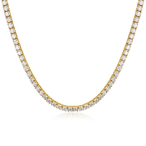 Peora Gold Plated Crystal Studded Tennis Necklace Chain Fashion Jewellery for Women & Girls - Image 1