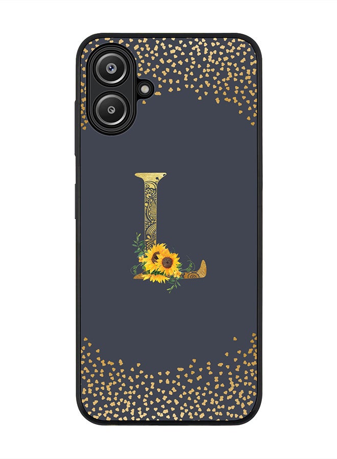 Stylizedd For Samsung Galaxy A06 Case,Slim fit Camera Protection, Shockproof Thin Phone cover - Custom Floral Monogram - L (Grey ) - Image 1