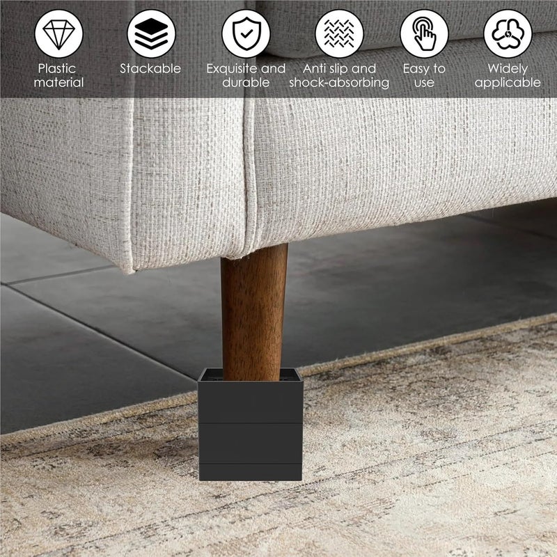Furniture Legs 8Pcs Bed Risers Adjustable Furniture Support Non Slip Heavy Duty Table Chair Sofa Cabinet Bed Legs Frame Riser Raising Stackabl for DIY Furniture - Image 3