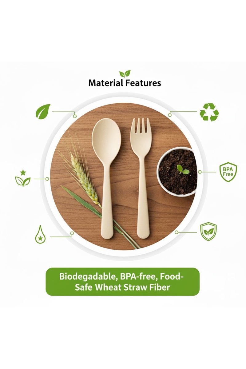 Star Babies - Organic Spoon, Fork & Chopsticks Set - Cream - Image 4