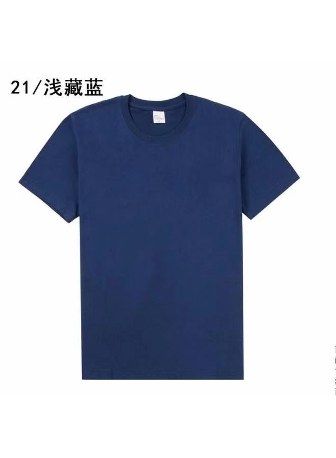 Song Feng Ya Heavy Pure Cotton Solid Color Short Sleeve Plus Size Loose Men's And Women's T-shirt Half Sleeve Round Collar Fashion Pullover Top 