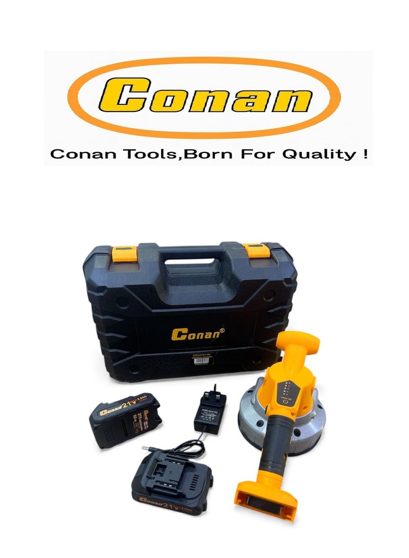 Conan 21V Lithium-Ion Tile Vibration Machine – 70KG Suction Power, 160mm Pad, 5-Speed Adjustment, 2× 21V Li-ion Batteries + Fast Charger + Heavy-Duty Carry Case – Model COTM160 - Image 1