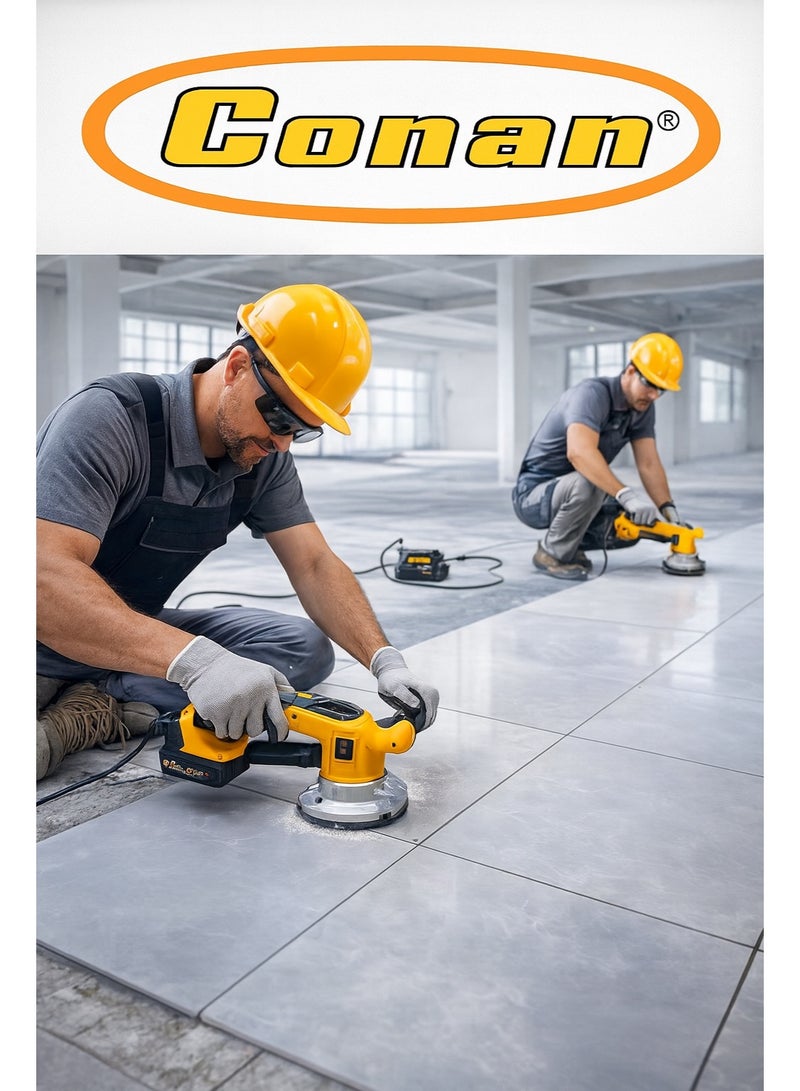 Conan 21V Lithium-Ion Tile Vibration Machine – 70KG Suction Power, 160mm Pad, 5-Speed Adjustment, 2× 21V Li-ion Batteries + Fast Charger + Heavy-Duty Carry Case – Model COTM160 - Image 4