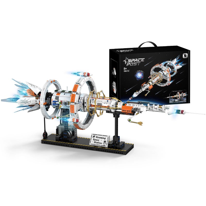 OWNONE 1 Space Station Building Set with Motor and LED Lights - 360Â°Rotating Space Shuttle Rocket Model Building Kits with Display Stand, STEM Engineering Gift for Adults Men Kids (1583 PCS) - Image 1