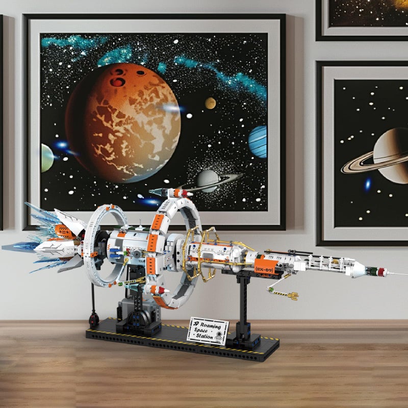 OWNONE 1 Space Station Building Set with Motor and LED Lights - 360Â°Rotating Space Shuttle Rocket Model Building Kits with Display Stand, STEM Engineering Gift for Adults Men Kids (1583 PCS) - Image 5