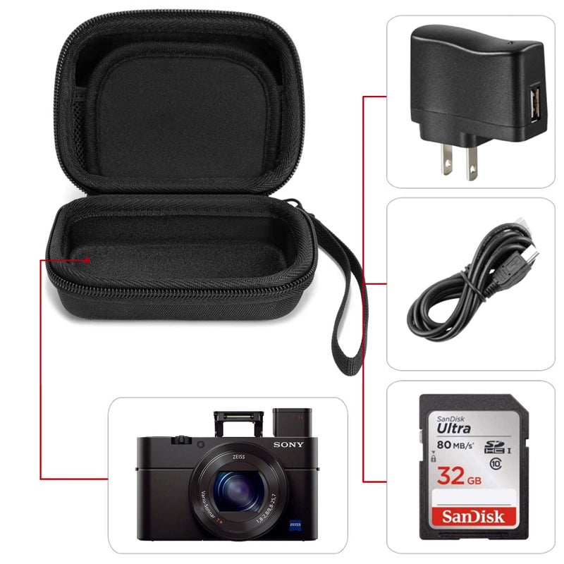 Cwatcun Carrying & Protective Case for Digital Camera, Small Camera Pouch for AbergBest 2.7" LCD Kodak Pixpro/Canon PowerShot ELPH 180/190 / DSCW830 Travel Cameras, Waterproof Shockproof Case - Black - Image 3