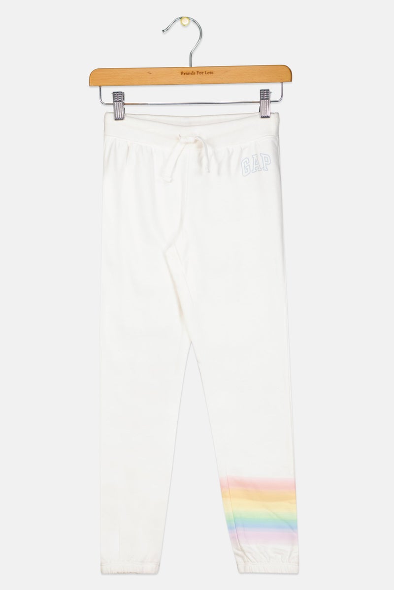 GAP Kids Girl Brand Logo Drawsting Sweatpants, Off White  - Image 1