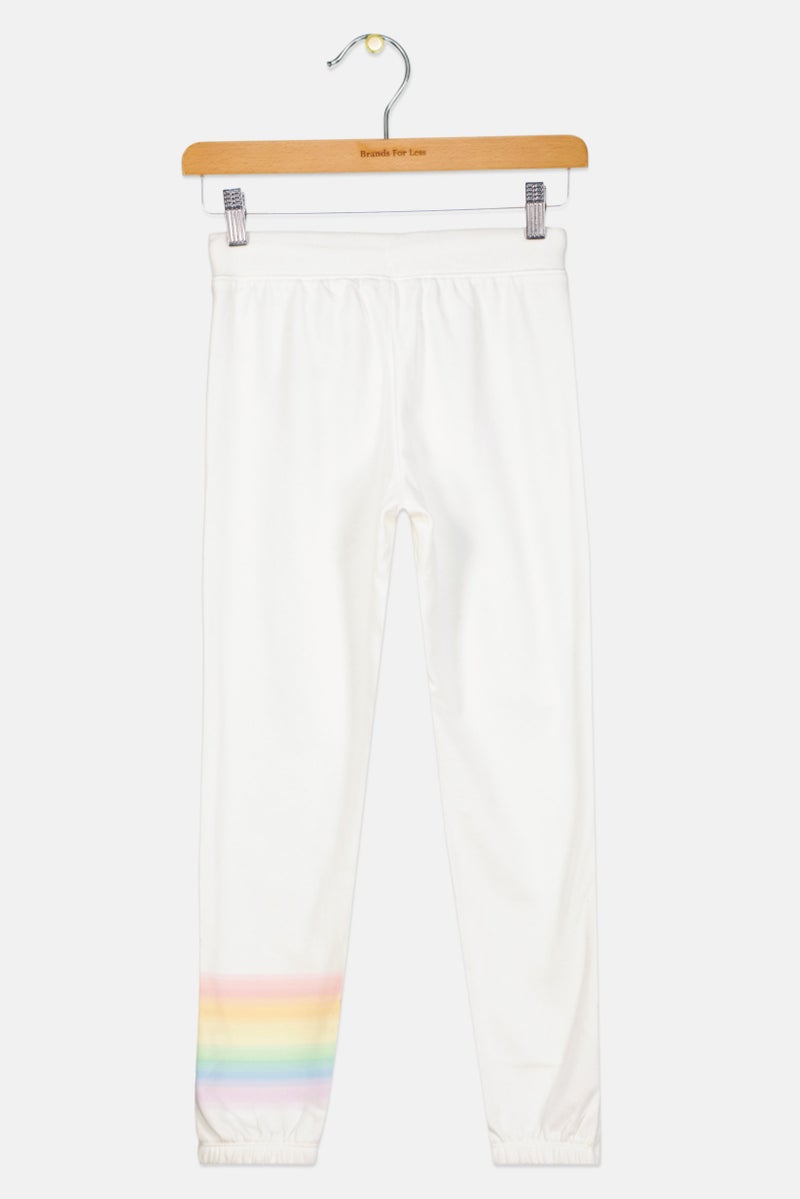 GAP Kids Girl Brand Logo Drawsting Sweatpants, Off White  - Image 2