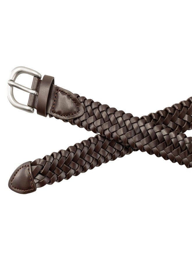 Thomas Bates Dillon Boys Dress Casual Braided Leather Belt (24, Brown) - Image 3
