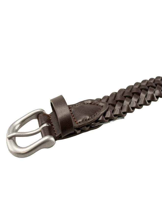 Thomas Bates Dillon Boys Dress Casual Braided Leather Belt (24, Brown) - Image 2