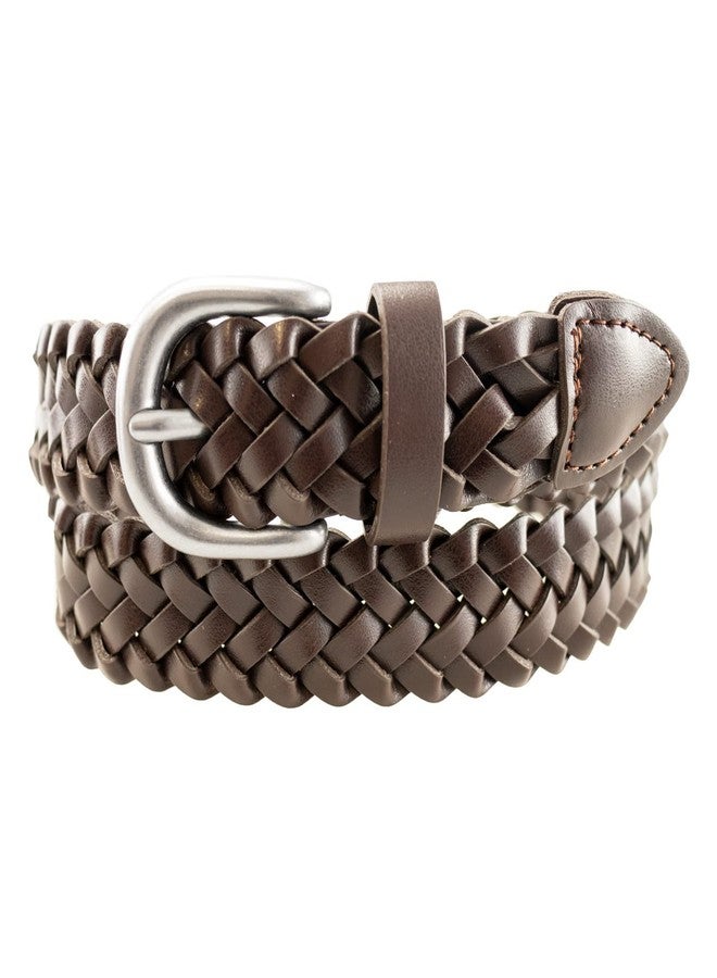 Thomas Bates Dillon Boys Dress Casual Braided Leather Belt (24, Brown) - Image 1