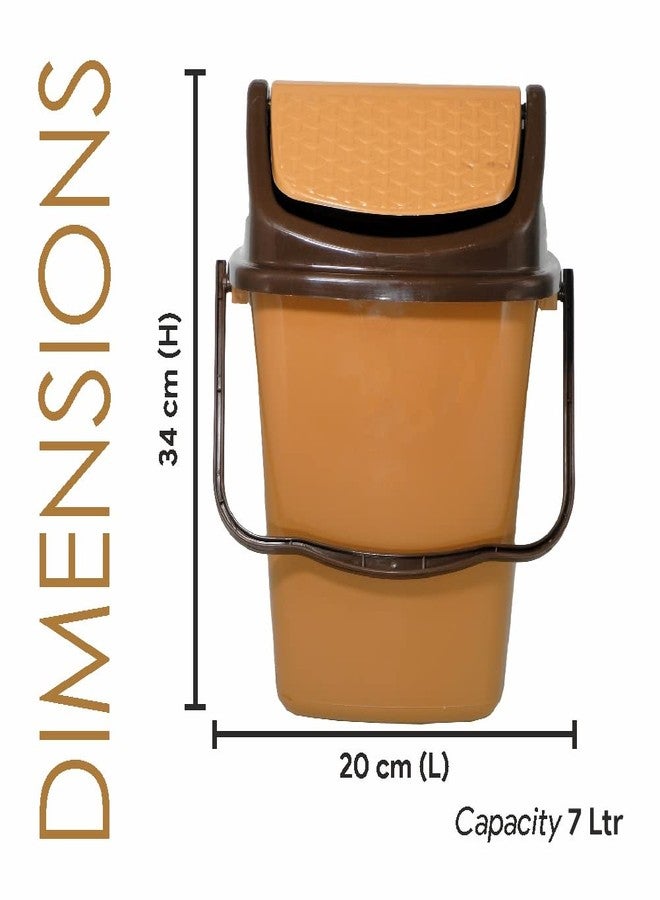 Wonder Simply Home Delight Swing Lid Dustbin,Garbage Waste Dustbin for Home, Kitchen & Office, 2 pc, 7 Liters (Coffee Caramel) - Image 3
