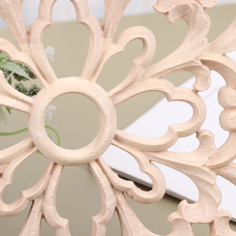 1pc Wood Carved Corner Onlay Unpainted Decorative Hollow Applique for Door Bed (Style 1) - Image 2