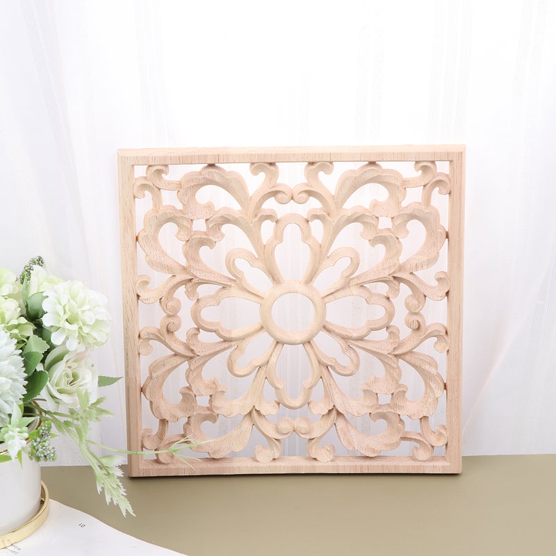 1pc Wood Carved Corner Onlay Unpainted Decorative Hollow Applique for Door Bed (Style 1) - Image 3
