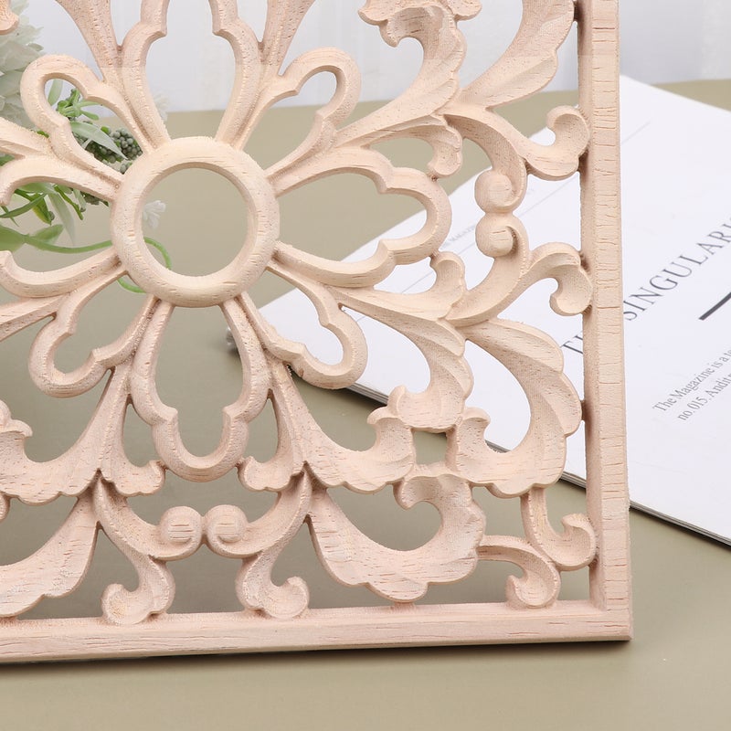 1pc Wood Carved Corner Onlay Unpainted Decorative Hollow Applique for Door Bed (Style 1) - Image 4