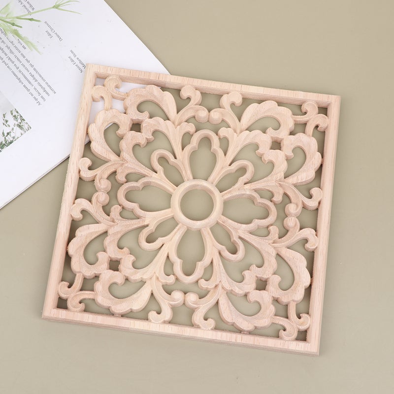 1pc Wood Carved Corner Onlay Unpainted Decorative Hollow Applique for Door Bed (Style 1) - Image 5