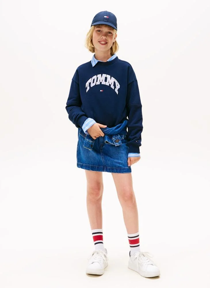 تومي هيلفيغر كنزة صوفية للأطفال بياقة دائرية