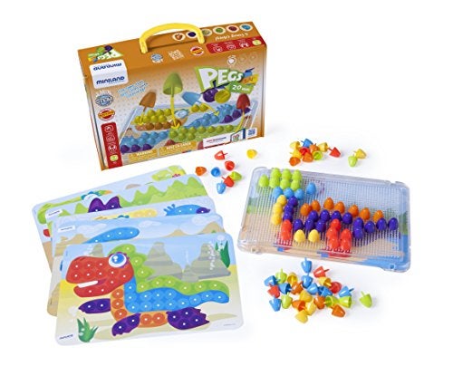 Miniland Interactive Peg Board Game with 90 Pegs 6 Worksheets 34Multicolor45318 - Image 1