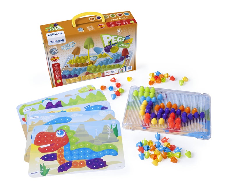 Miniland Interactive Peg Board Game with 90 Pegs 6 Worksheets 34Multicolor45318 - Image 4