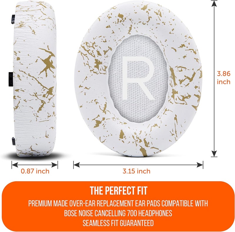 WC Wicked Cushions Upgraded Replacement Ear Pads for Bose 700 Noise Cancelling Headphones (NC700) - Softer PU Leather, Luxurious Memory Foam, Added Thickness, Extra Durable Ear Cushions |(Gold Marble) - Image 5