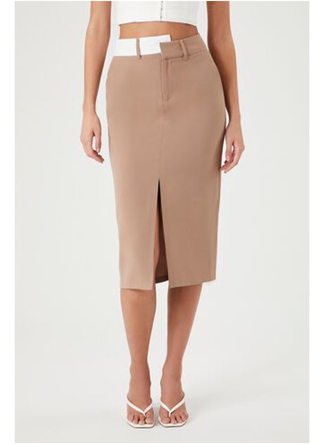 FOREVER 21 - Asymmetrical Split-Hem Midi Skirt - Image 1