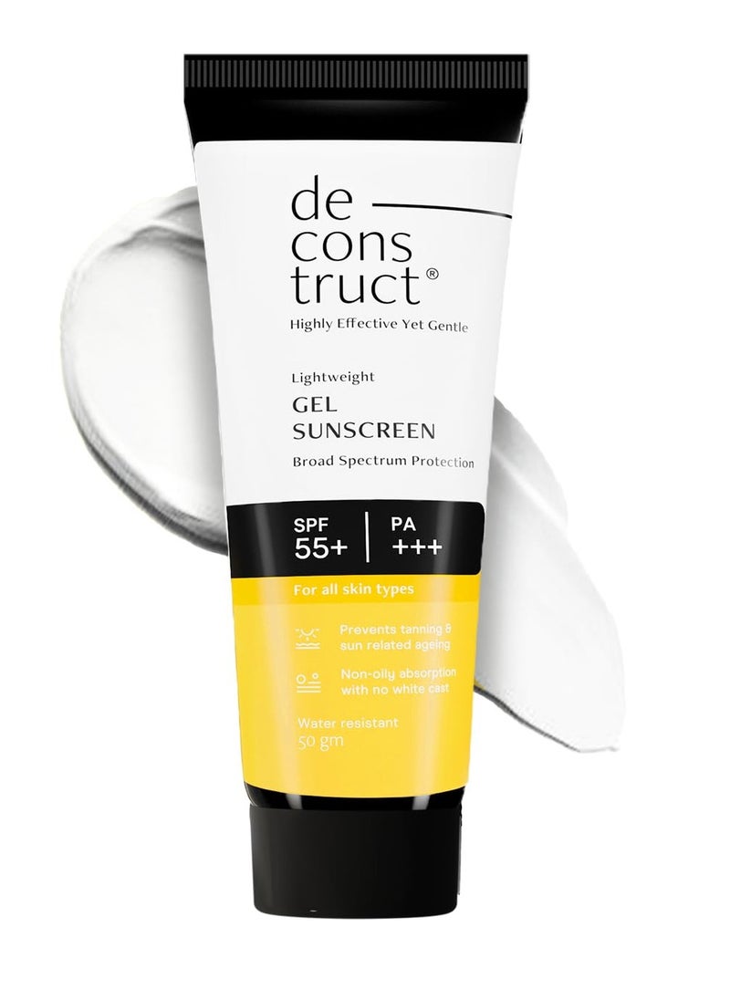 Deconstruct Face Gel Sunscreen Spf 55+ And Pa+++ |For Oily Skin, Combination Skin, Normal Skin, Broad Spectrum Sunscreen, No White Cast, Lightweight, Non Greasy 50gm  - Image 1