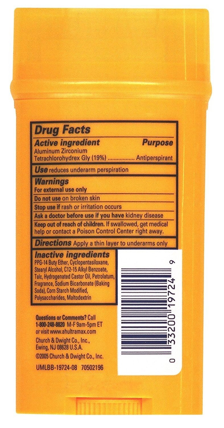 Arm & Hammer Deodorant 2.6 Ounce Solid Ultra Max Fresh (Wide) (76ml) (2 Pack)