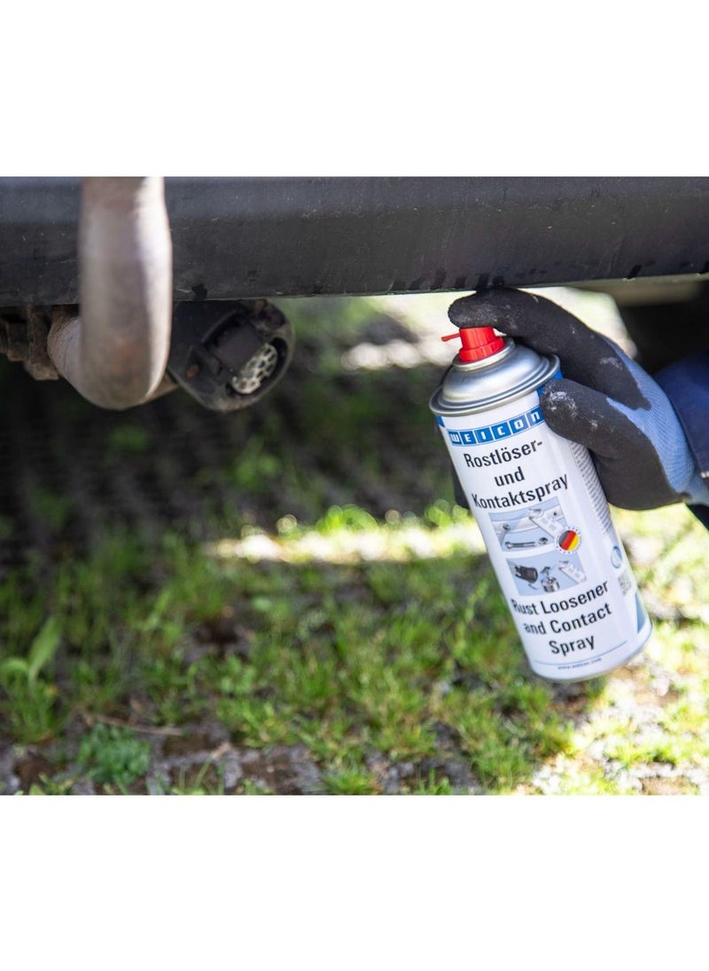 Weicon - WEICON Rust Remover and Contact Spray , 400 ml ,Protects and removes rusted components, e.g. on car brakes Battery clamps Spark plugs Rims Hinges - Image 1