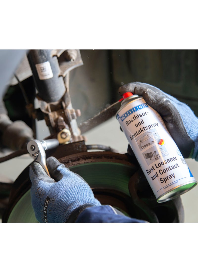 Weicon - WEICON Rust Remover and Contact Spray , 400 ml ,Protects and removes rusted components, e.g. on car brakes Battery clamps Spark plugs Rims Hinges - Image 1