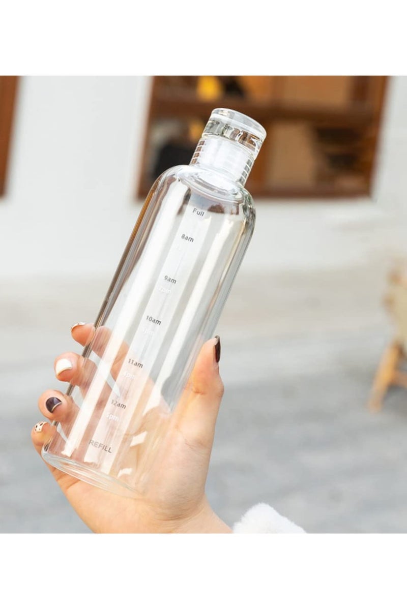 بلان A زجاجة مياه أكريليك شفافة سعة 500 مل مع غطاء محكم الإغلاق وعلامات وقت إبداعية، مقاومة للتسرب، مناسبة للماء والعصائر والحليب، تصميم أنيق وخفيف للحمل في المكتب والرياضة والسفر - Image 2