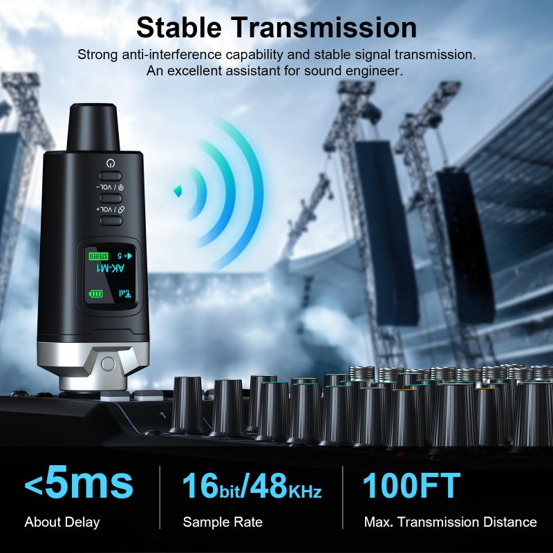 Aokeo AK-M1 XLR Bluetooth Receiver-High-Fidelity Wireless Audio Adapter,100ft Stable Connection,Stereo for Speakers,Mixers,DJ Equipment,Weddings(2 Pack) - Image 4