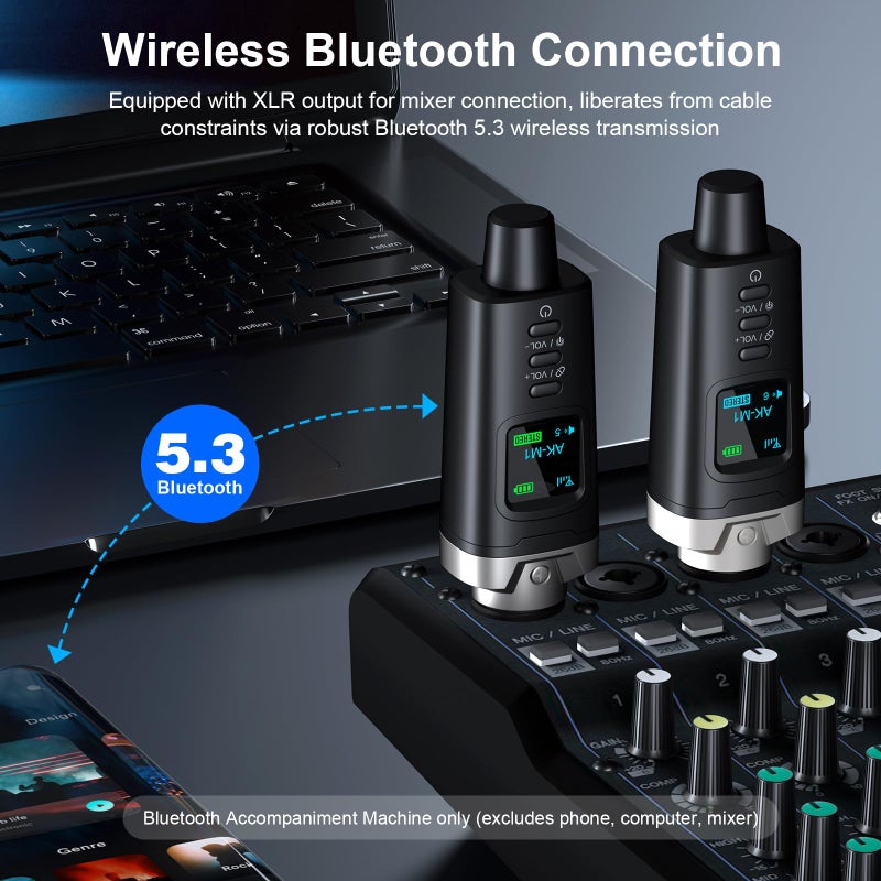 Aokeo AK-M1 XLR Bluetooth Receiver-High-Fidelity Wireless Audio Adapter,100ft Stable Connection,Stereo for Speakers,Mixers,DJ Equipment,Weddings(2 Pack) - Image 2